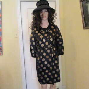 McGinn Black Gold Suit Dress Coat Jacket Empire Waist Dressy Gorgeous Size 32